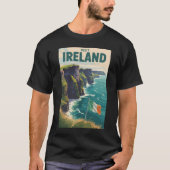 Ireland Cliffs of Moher Illustration Travel Art Tシャツ (正面)