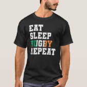 Ireland Eat Sleep Rugby Repeat Irish Pride Tシャツ (正面)