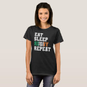 Ireland Eat Sleep Rugby Repeat Irish Pride Tシャツ (正面フル)