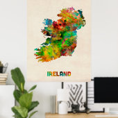 Ireland Eire Watercolor Map ポスター (ホームオフィス)