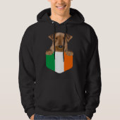 Ireland Flag Airedale Terrier Dog In Pocket パーカ (正面)