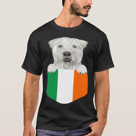 Ireland Flag Soft Coated Wheaten Terrier Dog In Po Tシャツ (正面)