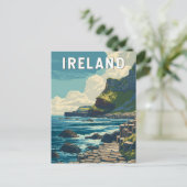 Ireland Illustration Travel Art Vintage ポストカード (スタンド正面)