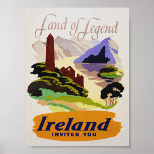 Ireland, Land of Legend, Vintage Travel Poster ポスター