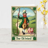 Ireland Man And Pig Fun Day Card カード (黄色い花)