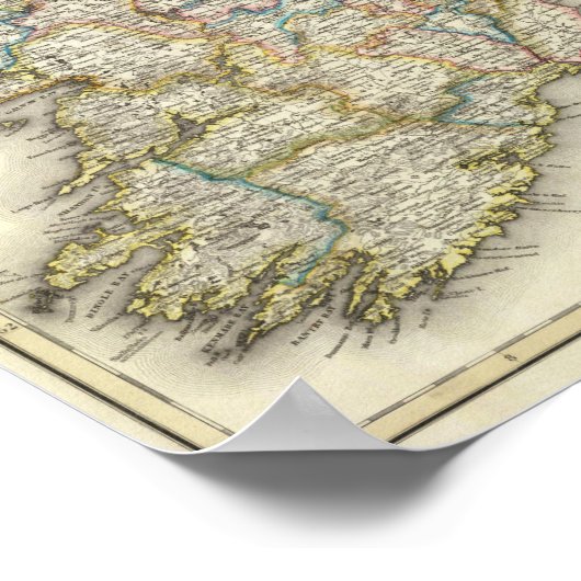 Ireland Map - Irish Eire Erin Historic Map ポスター (角)