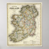 Ireland Map - Irish Eire Erin Historic Map ポスター (正面)