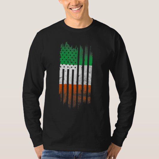 Ireland Shamrock American flag Patrick's day Cool  Tシャツ (正面)