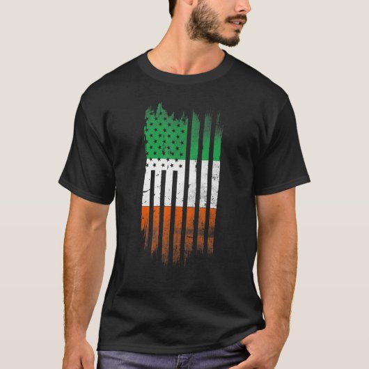 Ireland Shamrock American flag Patrick's day Cool  Tシャツ (正面)