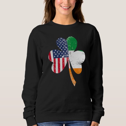 Ireland Shamrock St Patricks Day IRISH US FLAG Pre スウェットシャツ (正面)