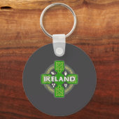 Ireland St Patrick Day Celtic Cross Green キーホルダー (正面)