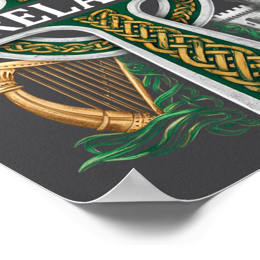 Ireland St Patrick Day Celtic Cross Green Celebrat ポスター (角)