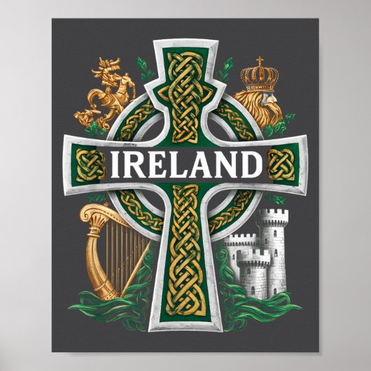 Ireland St Patrick Day Celtic Cross Green Celebrat ポスター (正面)