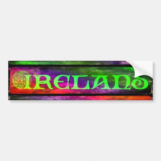 Ireland Sticker, Aufkleber, Regenbogen, bunt バンパーステッカー (正面)