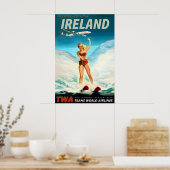 Ireland TWA Trans World Airlines Poster New Retro ポスター (キッチン)