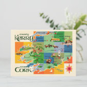 Ireland's Kerry & Cork Map 5x7 Big Postcard サンキューカード (スタンド正面)