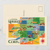 Ireland's Kerry & Cork Map 5x7 Big Postcard サンキューカード (正面/裏面)