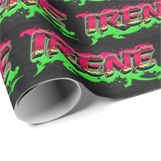Irene Vorname Name Graffiti red green ラッピングペーパー (ロールコーナー)