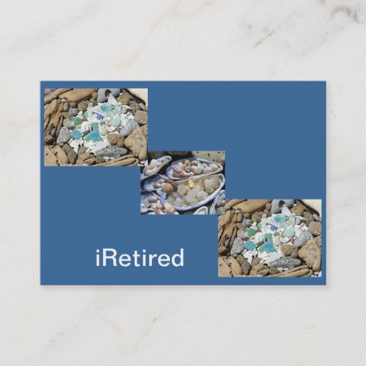 iRetired名刺の青いビーチの退職 名刺 (正面)