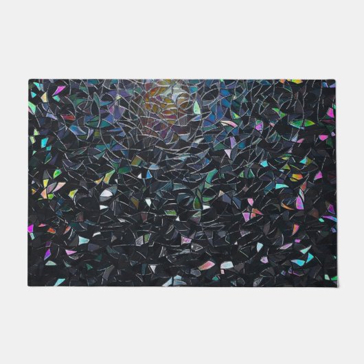 Iridescent Abstract Stained Glass Pattern ドアマット (正面)