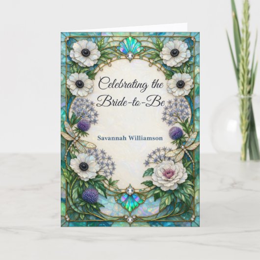 Iridescent Art Nouveau Botanical Bridal Shower  カード (正面)