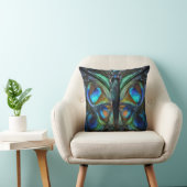 Iridescent blue green butterfly on pillow クッション (椅子)