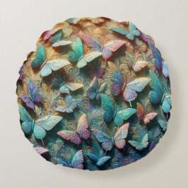 Iridescent Butterfly Garden ラウンドクッション