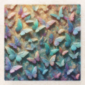Iridescent Butterfly Garden Mousepad ガラスコースター (正面)