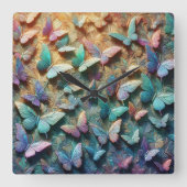 Iridescent Butterfly Garden Mousepad スクエア壁時計 (正面)