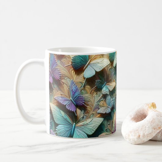 Iridescent Butterfly Garden Mug コーヒーマグカップ (ドーナツ)