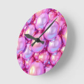 Iridescent Cyber-Bubbles Y2K Clock ラウンド壁時計 (傾斜)