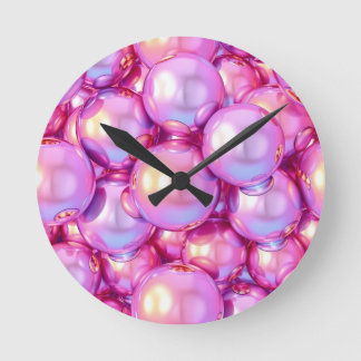 Iridescent Cyber-Bubbles Y2K Clock ラウンド壁時計