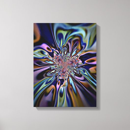 Iridescent Energy Flow Fractal Art キャンバスプリント (正面)