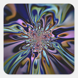 Iridescent Energy Flow Fractal Art スクエアシール