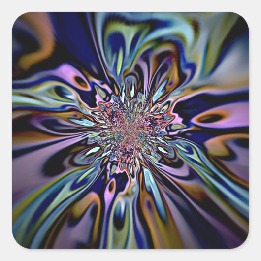 Iridescent Energy Flow Fractal Art スクエアシール (正面)