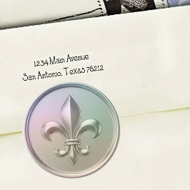 Iridescent Fleur de Lis Envelope Seal Embossed  ラウンドシール