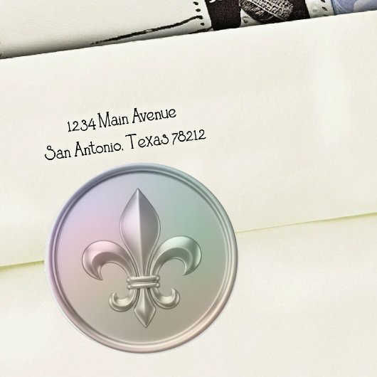 Iridescent Fleur de Lis Envelope Seal Embossed  ラウンドシール