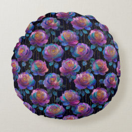 Iridescent Floral Wrapping with Red Ribbon Bow ラウンドクッション