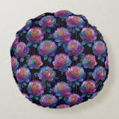 Iridescent Floral Wrapping with Red Ribbon Bow ラウンドクッション (裏面)