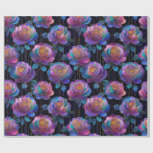 Iridescent Floral Wrapping with Red Ribbon Bow ラッピングペーパー (フラット)