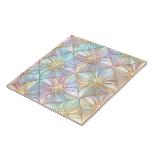 Iridescent Geometric Floral Star Pattern ID1176 タイル (側面)