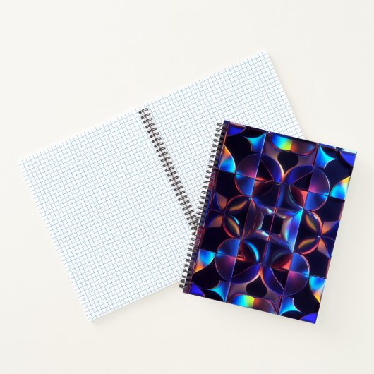 Iridescent Geometric Glow Spiral Notebook - Abstra ノートブック (内部)
