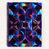 Iridescent Geometric Glow Spiral Notebook - Abstra ノートブック (正面)