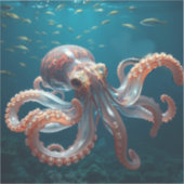 Iridescent Glass Octopus Art | Deep Sea Fantasy   シール (正面)
