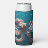 Iridescent Glass Octopus Art | Deep Sea Fantasy   スリム缶クーラー (Seltzer正面)