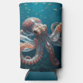 Iridescent Glass Octopus Art | Deep Sea Fantasy   スリム缶クーラー (正面)