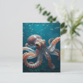 Iridescent Glass Octopus Art | Deep Sea Fantasy   ポストカード (スタンド正面)