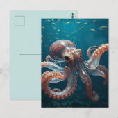 Iridescent Glass Octopus Art | Deep Sea Fantasy   ポストカード (正面/裏面)