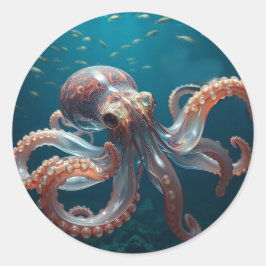 Iridescent Glass Octopus Art | Deep Sea Fantasy   ラウンドシール