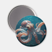 Iridescent Glass Octopus Art | Deep Sea Life マグネット (正面/裏面)